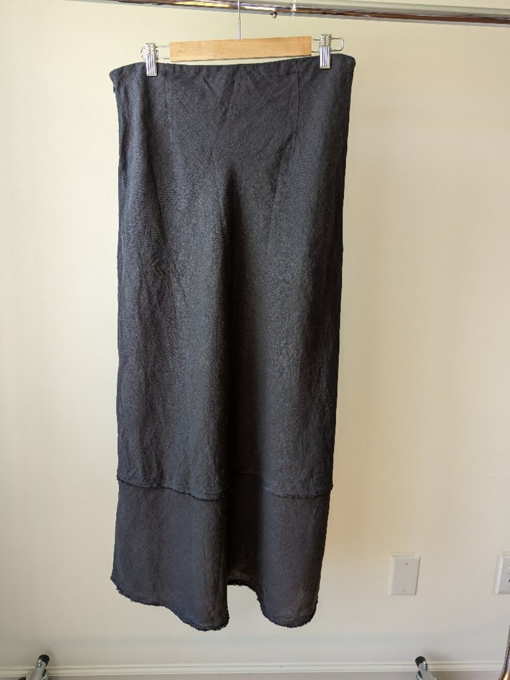 Zara 100% Linen Midi Skirt Washed Charcoal Size L NWT
